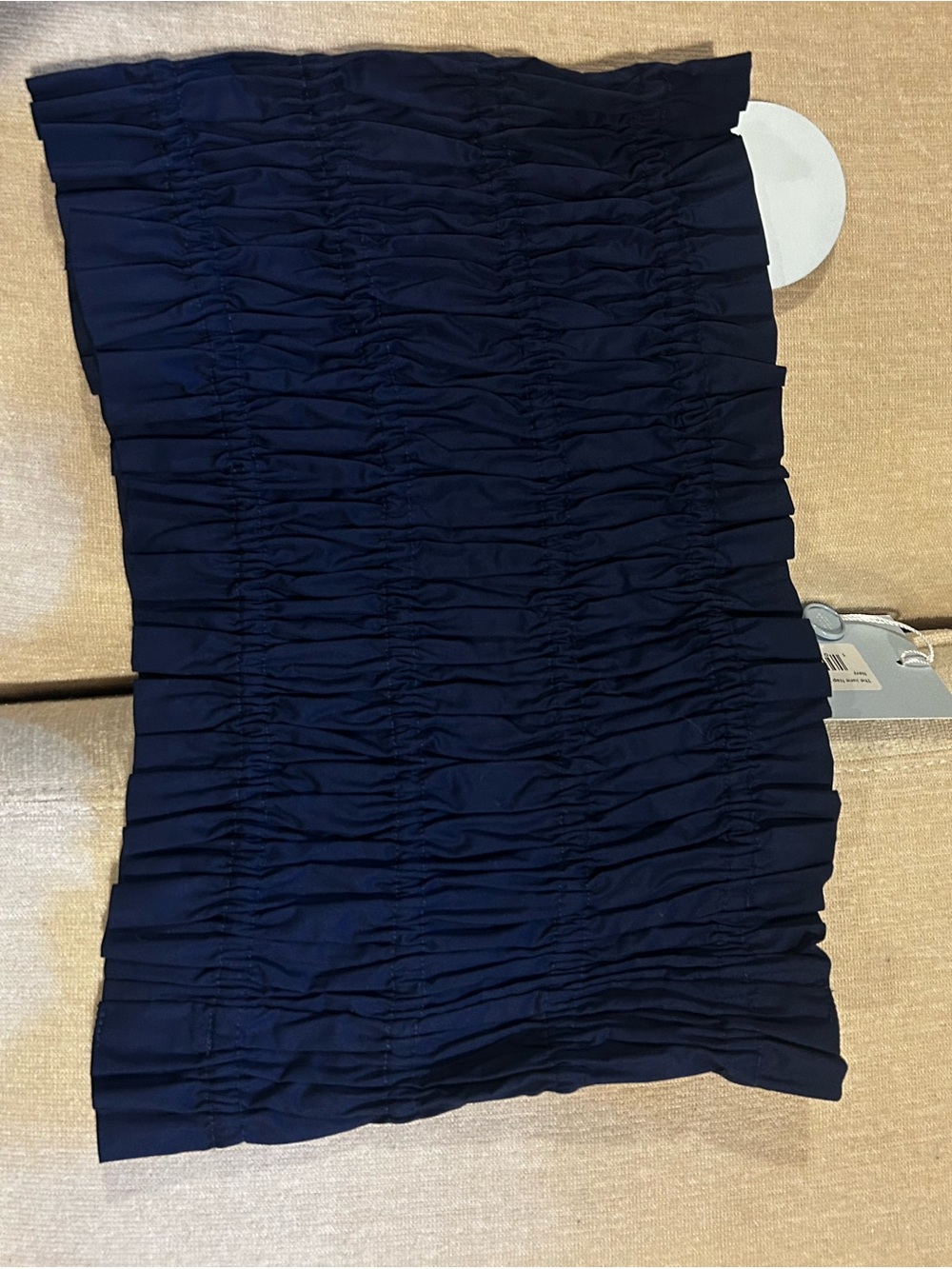 Hill House Home Ruched Navy Strapless Crop Top
